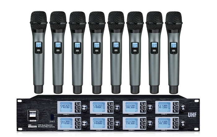8 Channel Wireless mic System UHF Professional Microphone